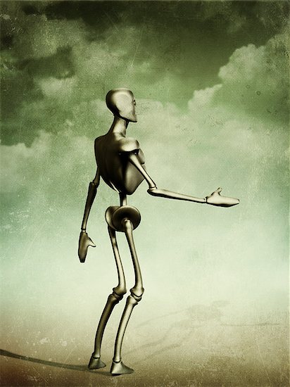 Abstract grunge illustration of metal humanoid, vintage background. Foto de stock - Sin royalties, Artista: artshock, Código de la imagen: 400-08400327