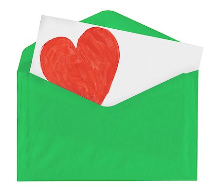 simsearch:400-07954156,k - Love note in green envelope isolated on white Foto de stock - Royalty-Free Super Valor e Assinatura, Número: 400-08400544