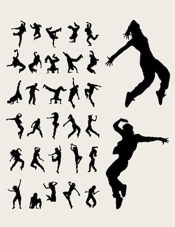 Break Dancers Silhouette, art vector design Stock Photo - Budget Royalty-Free & Subscription, Code: 400-08400618