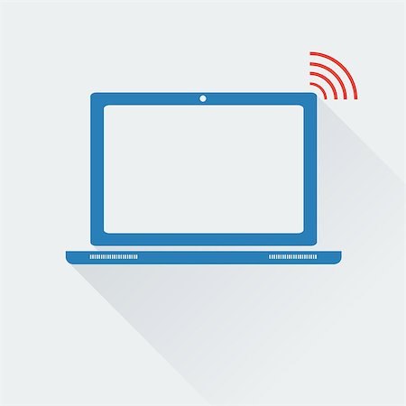 simsearch:400-07570955,k - Vector illustration. Flat style. icon of laptop with wifi spot Stock Photo - Budget Royalty-Free & Subscription, Code: 400-08400811