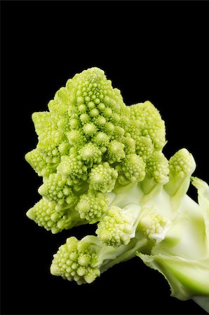 Romanesco broccoli floret macro photo on black background. Also known as Romanesque cauliflower or Buzzy Broc. Front view. Stock Photo - Budget Royalty-Free & Subscription, Code: 400-08400896