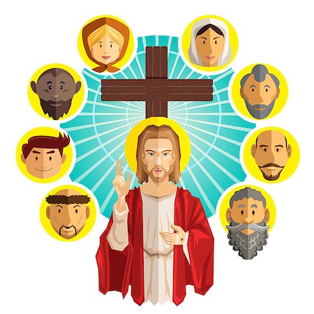 escova (artist) - Illustration Of Jesus Crucified with All Saints People Stockbilder - Microstock & Abonnement, Bildnummer: 400-08400932