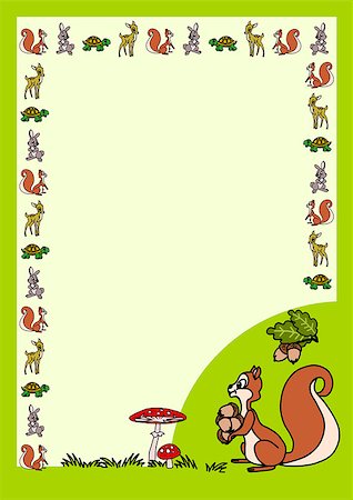 pictures rabbit turtle - Letter form with cartoon squirrel collecting acorns Stock Photo - Budget Royalty-Free & Subscription, Code: 400-08400945