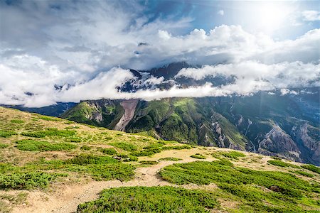 simsearch:400-07682483,k - Beautiful mountains landscape with white clouds in Annapurna area Photographie de stock - Aubaine LD & Abonnement, Code: 400-08401053