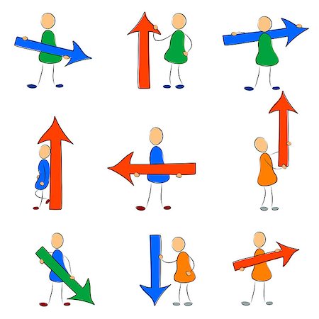 simsearch:400-08043753,k - Vector illustration. Drawing. Icon set man with arrow Fotografie stock - Microstock e Abbonamento, Codice: 400-08401191