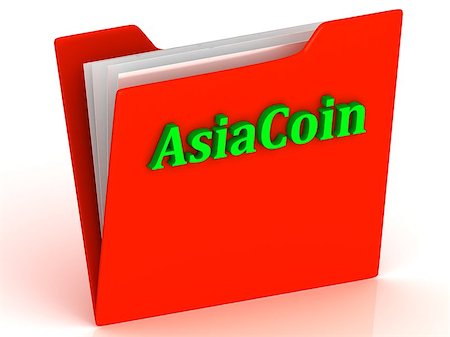 simsearch:400-07300552,k - AsiaCoin- bright green letters on a gold folder on a white background Foto de stock - Royalty-Free Super Valor e Assinatura, Número: 400-08401294