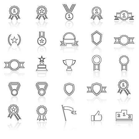 simsearch:400-07463041,k - Award line icons with reflect on white, stock vector Foto de stock - Super Valor sin royalties y Suscripción, Código: 400-08401548