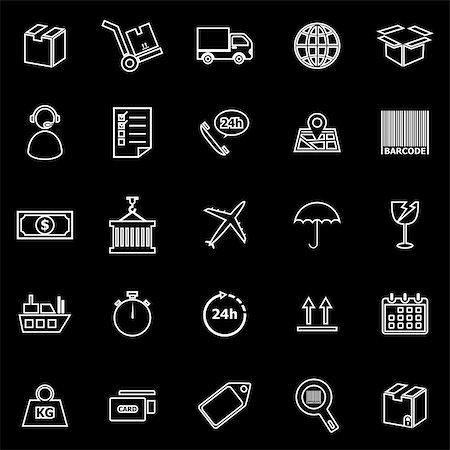 Logistics line icons on black background, stock vector Stock Photo - Budget Royalty-Free & Subscription, Code: 400-08401563