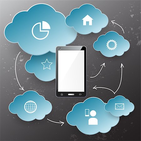 simsearch:400-08402695,k - Electronic device and cloud technology on grey background Stock Photo - Budget Royalty-Free & Subscription, Code: 400-08401833