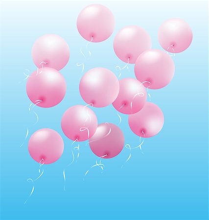 Pink inflatable air balls fly on sky background Fotografie stock - Microstock e Abbonamento, Codice: 400-08401858