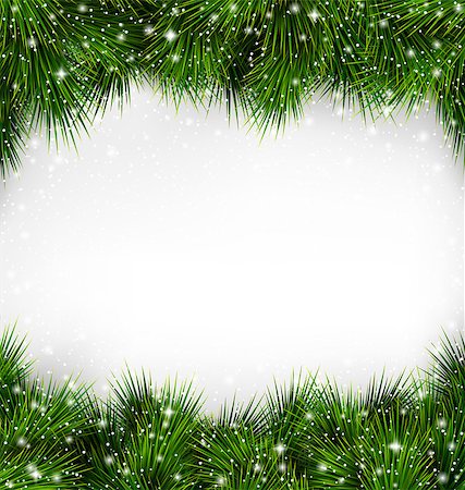 simsearch:400-08406041,k - Shiny Green Christmas Tree Pine Branches Like Frame with Snowfall on White Background Fotografie stock - Microstock e Abbonamento, Codice: 400-08401850