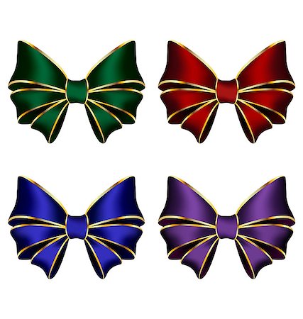 Four multicolored silk bows isolated on white background Fotografie stock - Microstock e Abbonamento, Codice: 400-08401853