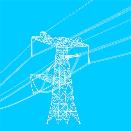 simsearch:400-06741736,k - Silhouette of high voltage power lines. Vector  illustration. Stock Photo - Budget Royalty-Free & Subscription, Code: 400-08401877