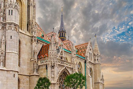 simsearch:400-05306541,k - Budapest, Hungary. Matthias or Parish Church of Our Lady Mary was built in 13th century, now in Neo-Gothic architecture style landmark of hungarian country. Stock Photo - Budget Royalty-Free & Subscription, Code: 400-08401873