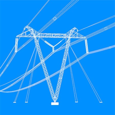 simsearch:400-06741736,k - Silhouette of high voltage power lines. Vector  illustration. Stock Photo - Budget Royalty-Free & Subscription, Code: 400-08401881