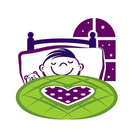 Little boy with a teddy bear sleeping in a bed, vector illustration Stock Photo - Budget Royalty-Free & Subscription, Code: 400-08401961