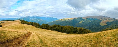 simsearch:400-04306537,k - Carpathian Mountains (Ukraine) autumn landscape with country road. Panorama. Stock Photo - Budget Royalty-Free & Subscription, Code: 400-08401978