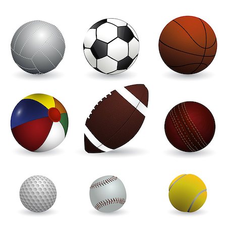 simsearch:400-05115587,k - Realistic vector illustration set of sport balls on white background Foto de stock - Royalty-Free Super Valor e Assinatura, Número: 400-08402035