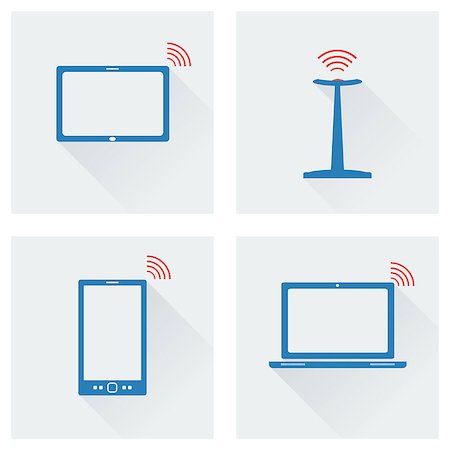 simsearch:400-07570955,k - Vector illustration. Flat style. Icon set gadgets with wifi spot Stock Photo - Budget Royalty-Free & Subscription, Code: 400-08402243
