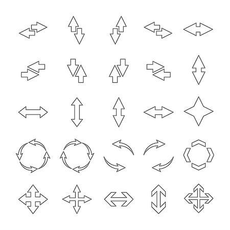 round arrow vectors - A set of double outline arrows of thin lines, vector illustration. Stock Photo - Budget Royalty-Free & Subscription, Code: 400-08402276