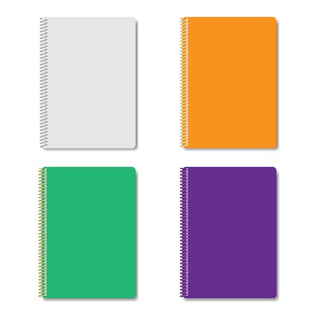 simsearch:400-07050311,k - Set of four multicolored notepads fastened a metal spiral, vector illustration. Photographie de stock - Aubaine LD & Abonnement, Code: 400-08402278