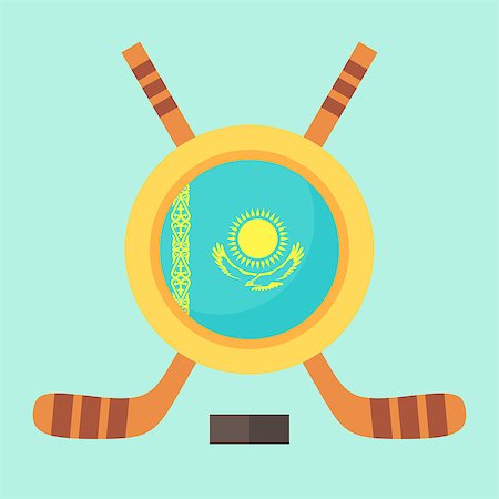 professional hockey game - Universal symbol for international hockey tournament (championship, cup) in Kazakhstan. Emblem contains Kazakhstani flag and crossed hockey sticks. Stock Photo - Budget Royalty-Free & Subscription, Code: 400-08402280