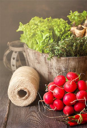 simsearch:400-07578178,k - Fresh kitchen garden vegetables and herbs. Toned photo. Stock Photo - Budget Royalty-Free & Subscription, Code: 400-08402604