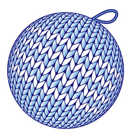 Blue knitted Christmas ball without shadow isolated on white background Fotografie stock - Microstock e Abbonamento, Codice: 400-08402774