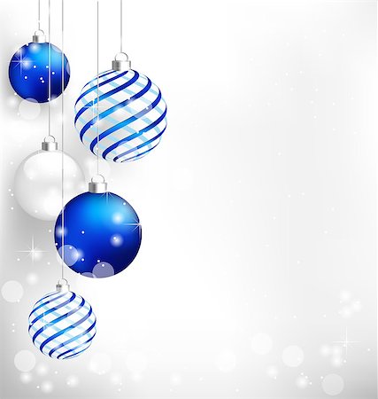 Blue spiral christmas balls hang on white background Fotografie stock - Microstock e Abbonamento, Codice: 400-08402772