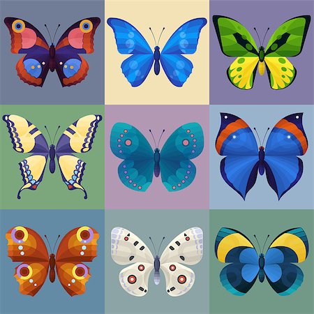 simsearch:400-08402802,k - Set of colorful butterflies for design. Vector illustration. Stockbilder - Microstock & Abonnement, Bildnummer: 400-08402802