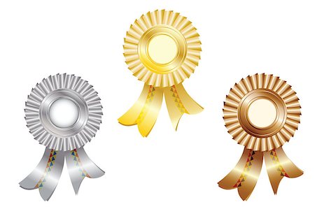 studio023 (artist) - ribbons and medals for the winners, gold, silver and bronze, isolated on white background Stockbilder - Microstock & Abonnement, Bildnummer: 400-08402876