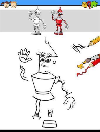 Cartoon Illustration of Drawing and Coloring Educational Task for Preschool Children with Robot Fantasy Character Stock Photo - Budget Royalty-Free & Subscription, Code: 400-08402987