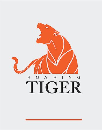 simsearch:400-05669552,k - Fearless Tiger. Roaring Predator. Roaring Tiger. Tiger head, elegant tiger head. tiger half body. tiger head, roaring fang face. Combine with text Stock Photo - Budget Royalty-Free & Subscription, Code: 400-08403107