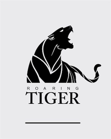 simsearch:400-05669552,k - Fearless Tiger. Roaring Predator. Roaring Tiger. Tiger head, elegant tiger head. tiger half body. tiger head, roaring fang face. Combine with text Stock Photo - Budget Royalty-Free & Subscription, Code: 400-08403111
