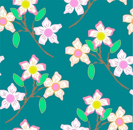 seamless summer backgrounds - The seamless  pattern of the branches of apple trees with flowers Stock Photo - Budget Royalty-Free & Subscription, Code: 400-08403175