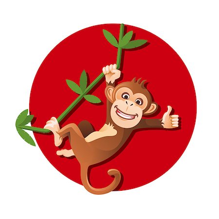 simsearch:400-09085104,k - Happy monkey hanging on the tree, vector illustration Stockbilder - Microstock & Abonnement, Bildnummer: 400-08403189