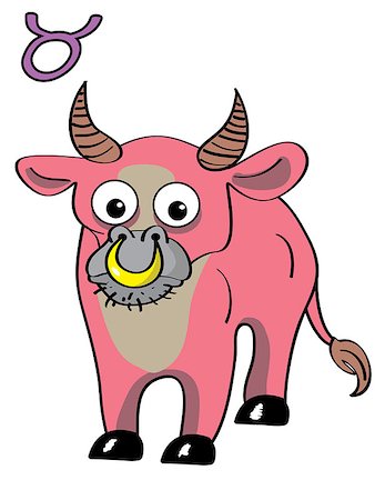 Cute zodiac sign - Taurus. Vector illustration.funny cartoon style Stock Photo - Budget Royalty-Free & Subscription, Code: 400-08403431