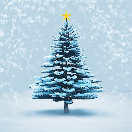 front view snow christmas tree pine isolated on white background. Stock Photo - Budget Royalty-Free & Subscription, Code: 400-08403442