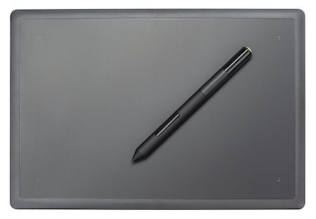 simsearch:400-08530598,k - Top view of modern graphic tablet isolated on white background Stock Photo - Budget Royalty-Free & Subscription, Code: 400-08403550