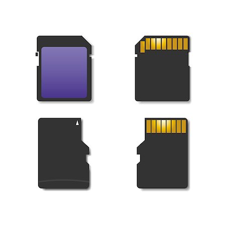 simsearch:400-07221808,k - Stylish icons memory card, front and back sides, vector illustration. Photographie de stock - Aubaine LD & Abonnement, Code: 400-08403759