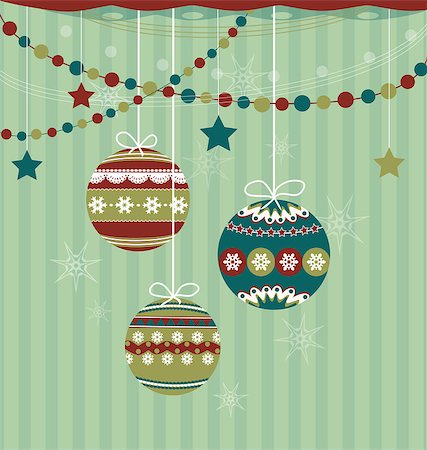 Three Christmas balls on striped background Fotografie stock - Microstock e Abbonamento, Codice: 400-08403930