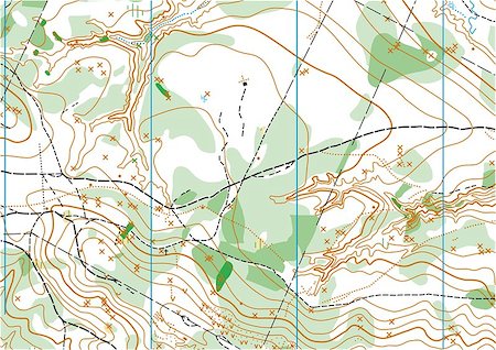 Fragment of topographic vector map for orienteering sport Stock Photo - Budget Royalty-Free & Subscription, Code: 400-08403975