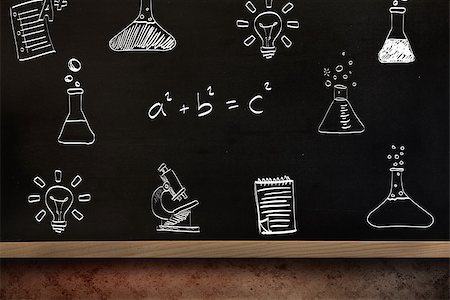 simsearch:400-07682840,k - School doodles against blackboard on wall Fotografie stock - Microstock e Abbonamento, Codice: 400-08414408