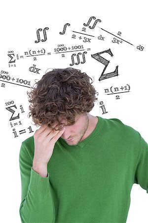 Thinking man against maths equation Stock Photo - Budget Royalty-Free & Subscription, Code: 400-08414449