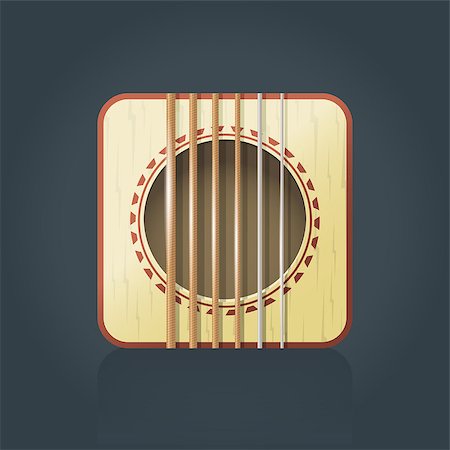 simsearch:400-06133570,k - Vector acoustic guitar icon for music software, eps10 Stock Photo - Budget Royalty-Free & Subscription, Code: 400-08414530