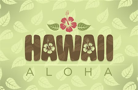 simsearch:400-07615989,k - Vector Hawaii word with hibiscus flowers in vintage colors Photographie de stock - Aubaine LD & Abonnement, Code: 400-08414531