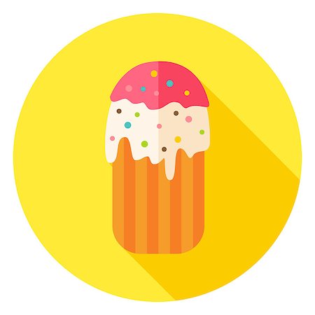 simsearch:400-08414575,k - Easter Cake Circle Icon with long Shadow. Flat Design Vector Illustration with Long Shadow. Spring Christian Holiday Symbol. Stock Photo - Budget Royalty-Free & Subscription, Code: 400-08414569