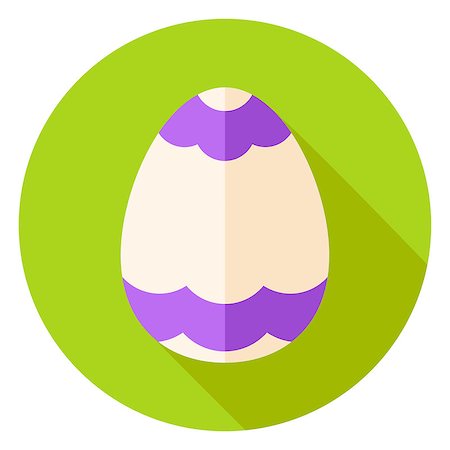 simsearch:400-08414575,k - Easter Egg with Ornament Circle Icon. Flat Design Vector Illustration with Long Shadow. Spring Christian Holiday Symbol. Stock Photo - Budget Royalty-Free & Subscription, Code: 400-08414574