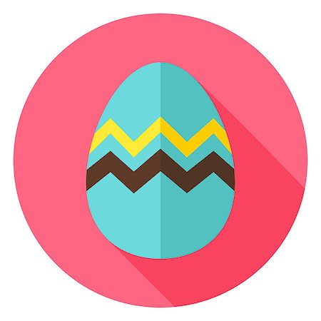 simsearch:400-08414575,k - Easter Egg with Zigzag Circle Icon. Flat Design Vector Illustration with Long Shadow. Spring Christian Holiday Symbol. Stock Photo - Budget Royalty-Free & Subscription, Code: 400-08414578