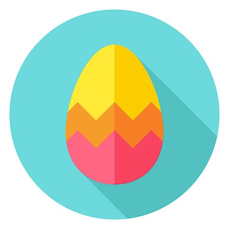 simsearch:400-08415392,k - Easter Egg with Zigzag Decor Circle Icon. Flat Design Vector Illustration with Long Shadow. Spring Christian Holiday Symbol. Photographie de stock - Aubaine LD & Abonnement, Code: 400-08414579